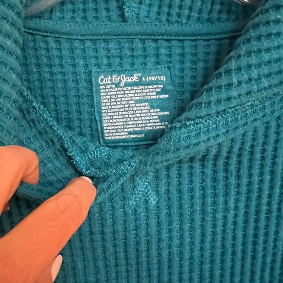 Girls Cat & Jack Sweatshirt Hoodie & Sweatpants Set Teal Sz L ( 10/12 )  NWT - Picture 6 of 8